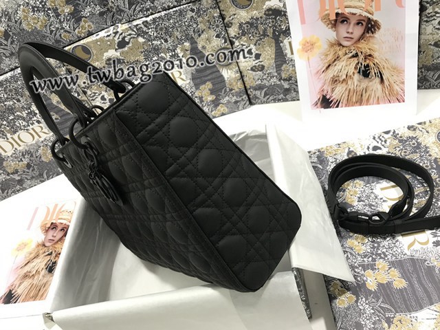 Dior专柜新款迪奥顶级原单Lady七格磨砂藤格纹牛皮翻盖手提女包 djfk1122